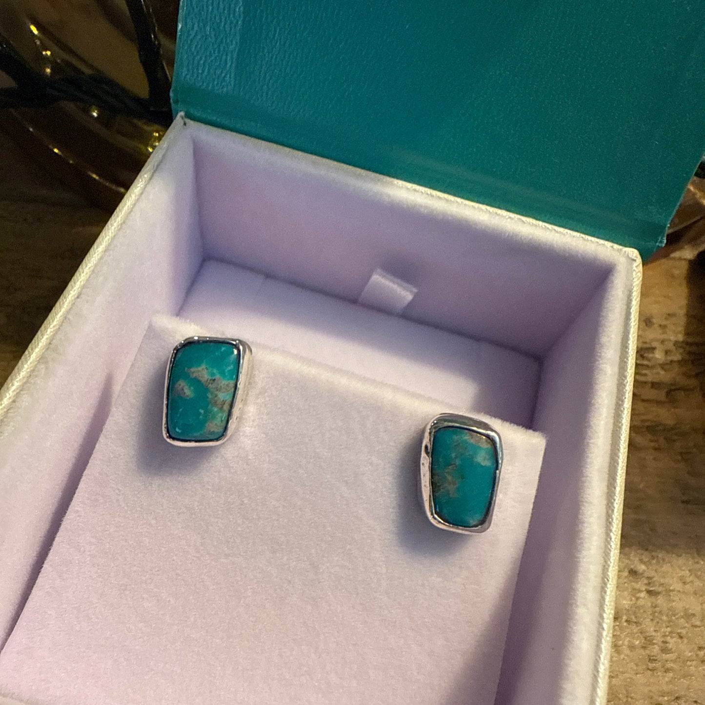 GTMW Stud Earings. Blue Green Fox Turquoise