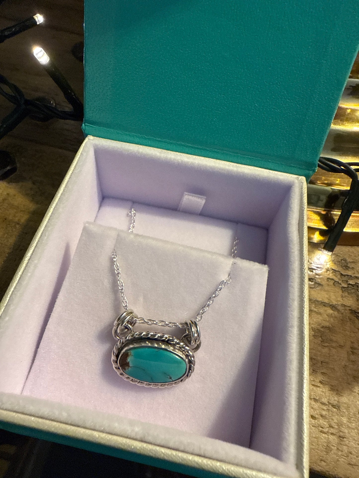 McGinnis Turquoise Pendant with chain. 5ct stone. Made by GTMW