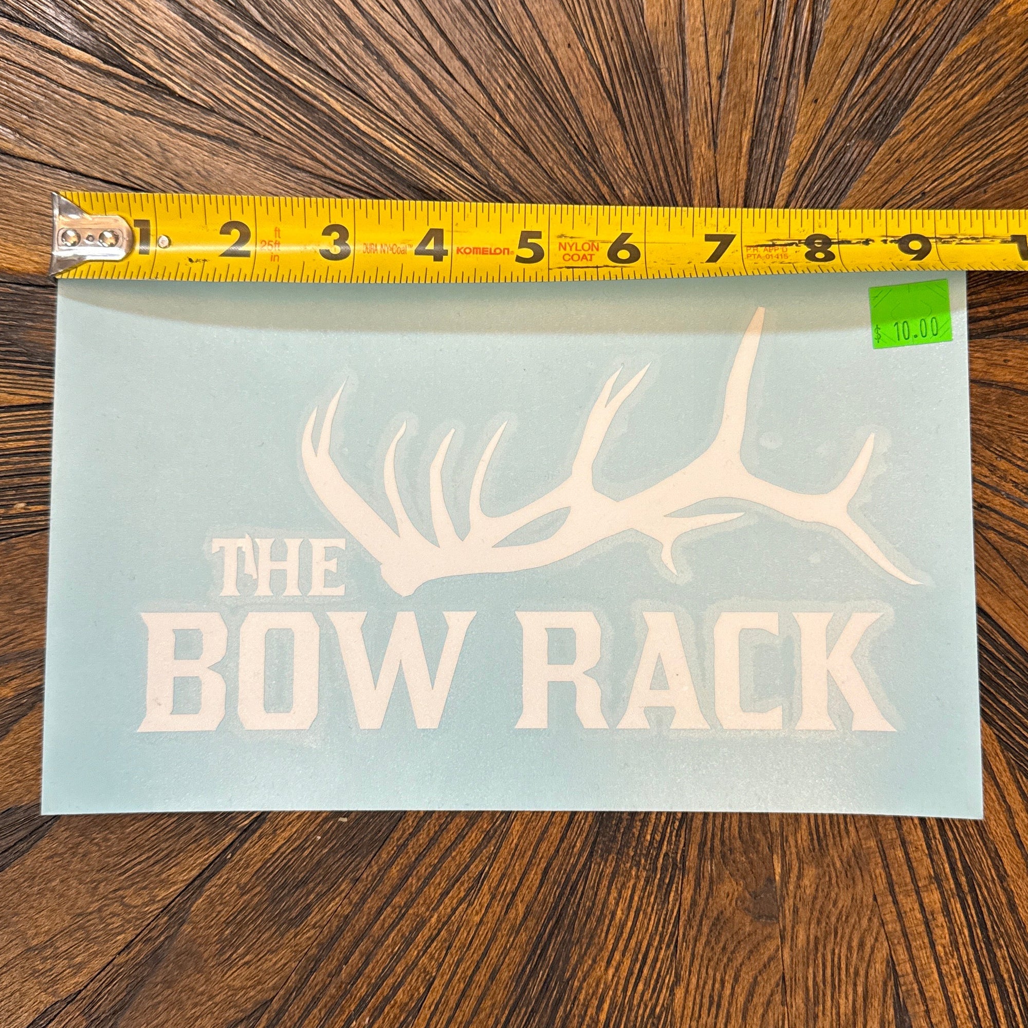 Bow Rack White Decal 9”x5”