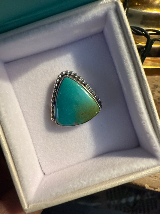 McGinnis Turquoise Triangle Ring by GTMW size 7/7.25
