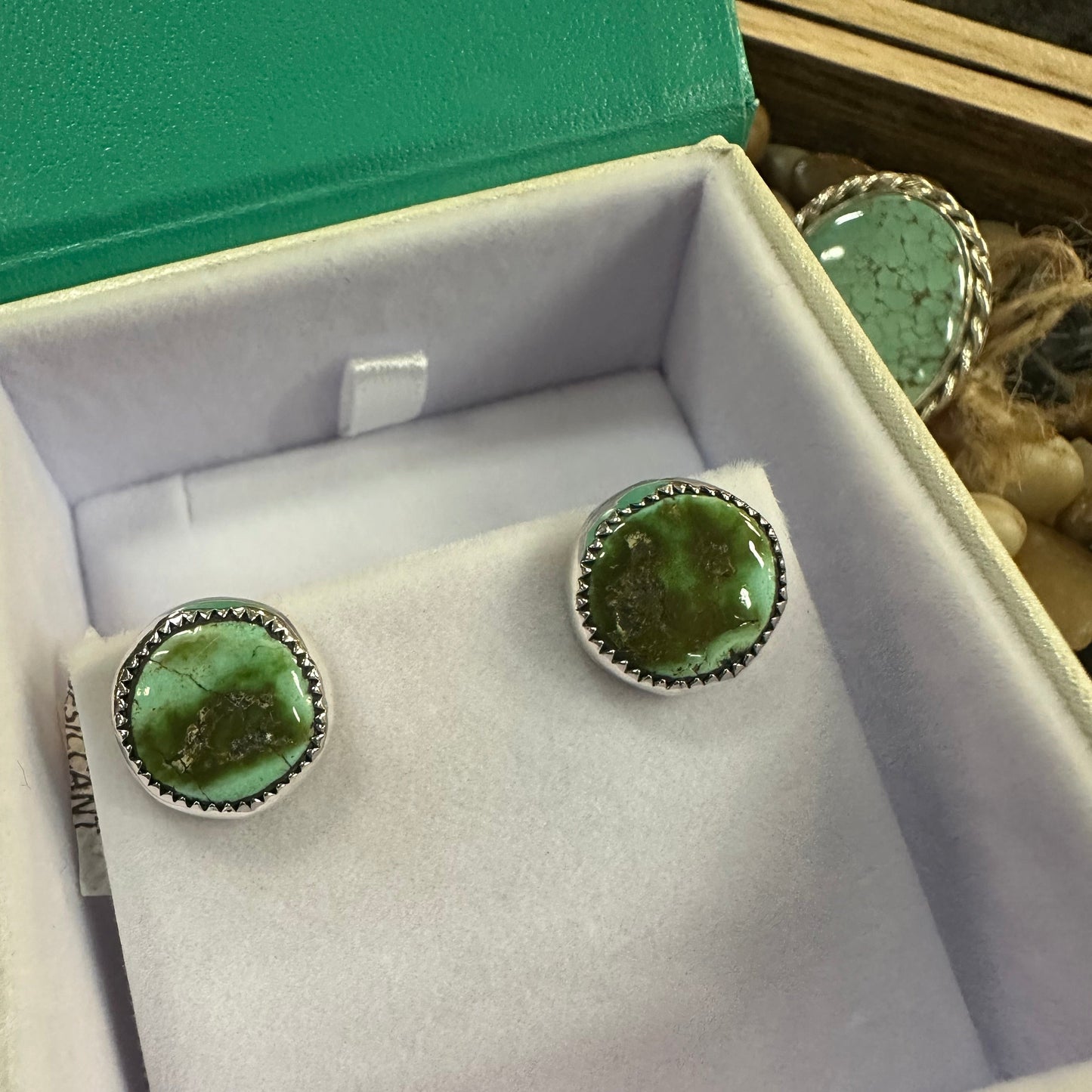 GTMW Blue Green Stone Mtn Turquoise Studs