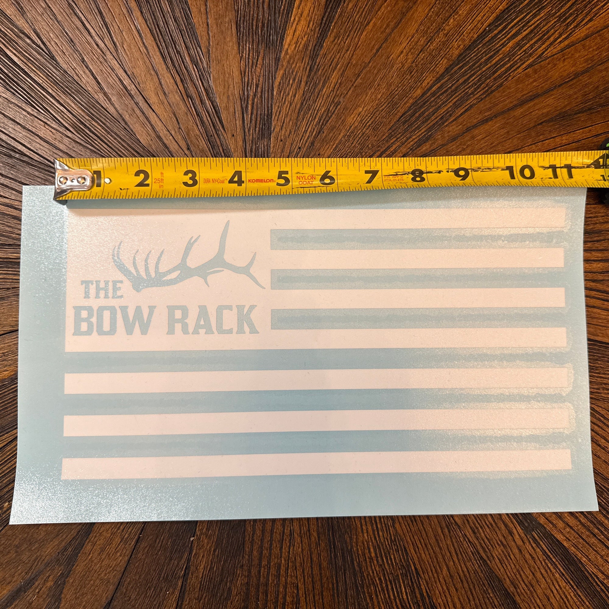 Bow Rack White Flag Decal 11”x6”